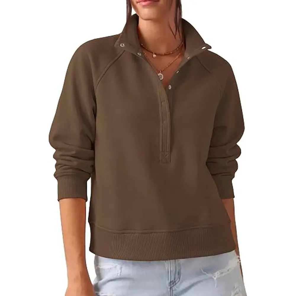 PRETTYGARDEN Women's Fall Trendy Oversized Sweatshirts | Comfy Ribbed Fabric, Raglan Long Sleeve Collared, Button Up Henley Pullover Blouse, Casual Workout Tops, Y2K Fashion Clothing#SohoChic