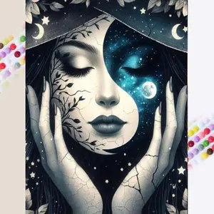 1 DIY Diamond Painting Kit, 5D Diamond Art Set, DIY Decoration, Moon, Stars, Hand Diamond Painting Kit Full Round Drills, Mosaic, Diamond Art, DIY Art Home Decor, Suitable for Christmas.