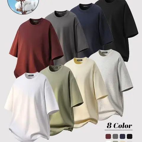 3-Pack Men's Baggy Crew Neck Short Sleeve T-Shirts - 100% Cotton Comfort! Breathable Non-Irritating, Perfect for Outdoor Activities & Lazy Days Casual Round Neck