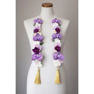 Purple Orchid Graduation Lei & Matching Cap Topper – Personalized Floral Graduation Set – Class of 2026.
