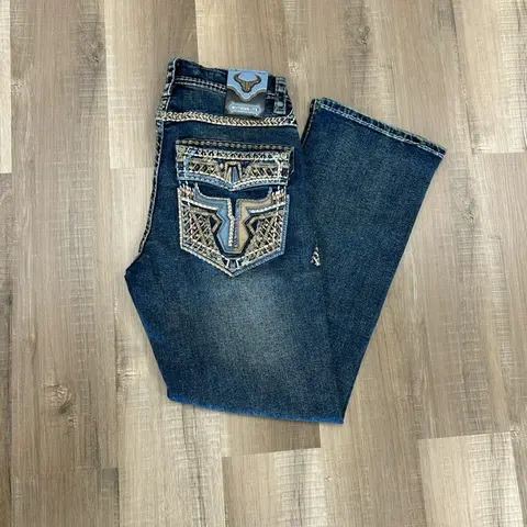 Men’s Western Blue Straight Fit Denim Jeans