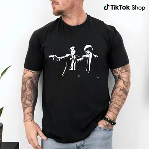Vintage Pulp Fiction Vincent & Jules Graphic T-Shirt – Classic Movie Scene Retro 90s Unisex Tee for Men Women