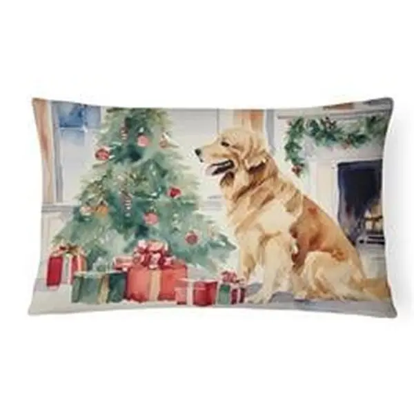 Rectangular Golden Retriever Cozy Christmas Throw Pillow, 3 Pack, 16x12 in (Home & Festive Decoration Supplies)