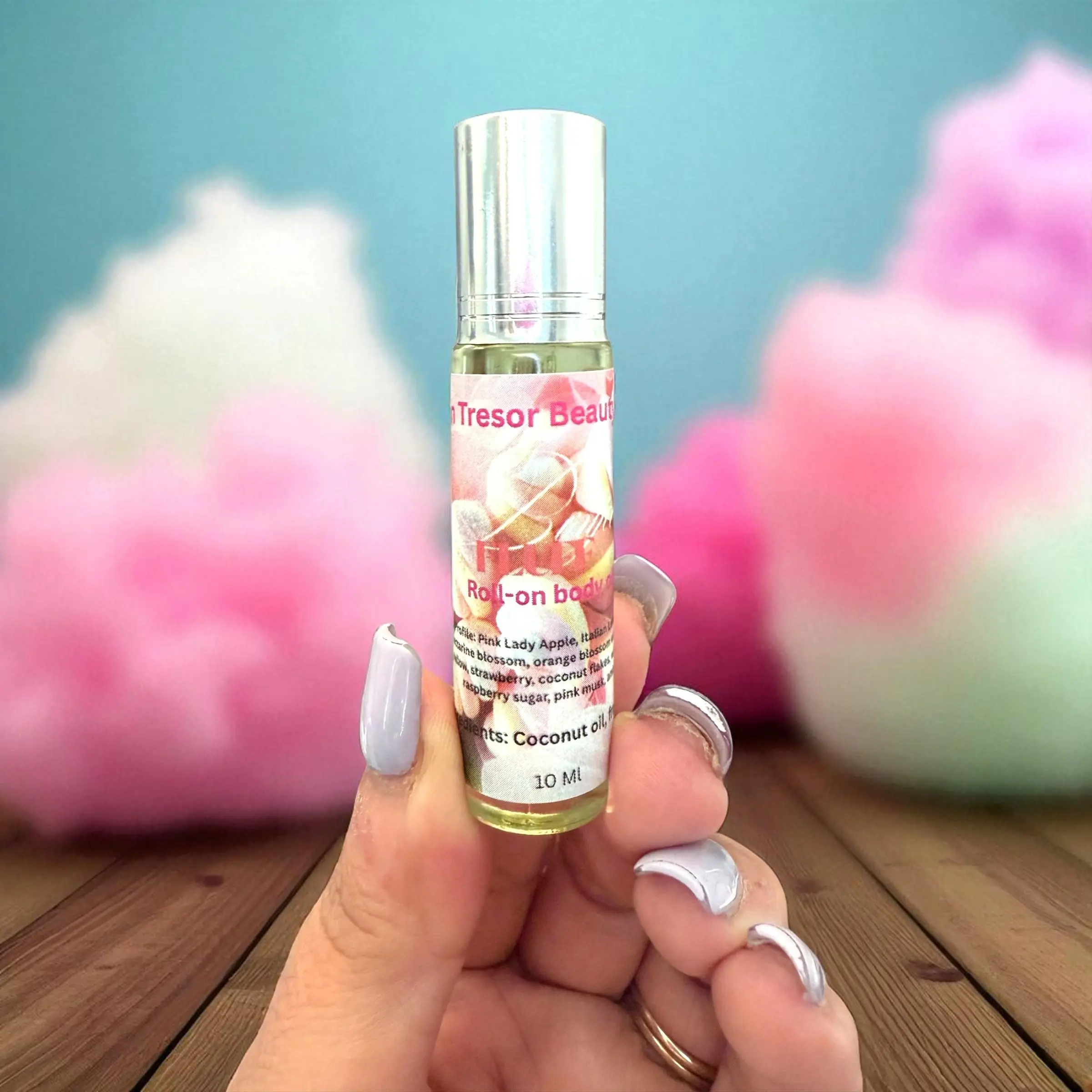 Boujee Fluff- Soothing Roll On Body Oil, Sweet Marshmallow Scent - Gentle, Alcohol-Free Body Care for All Skin Types, Travel Size 10 ML, Natural Coconut Oil, Roll On Oils