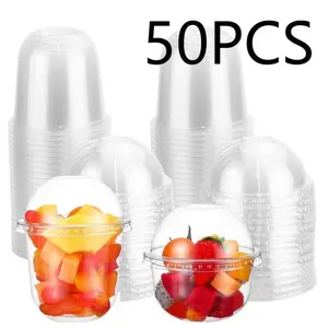 50pcs 250/360/500ML Pudding Cups Wiht Lids Plastic Boxes Ice-Cream Mousse Dessert Picnic Party Packing Dessert Cups with Lid
