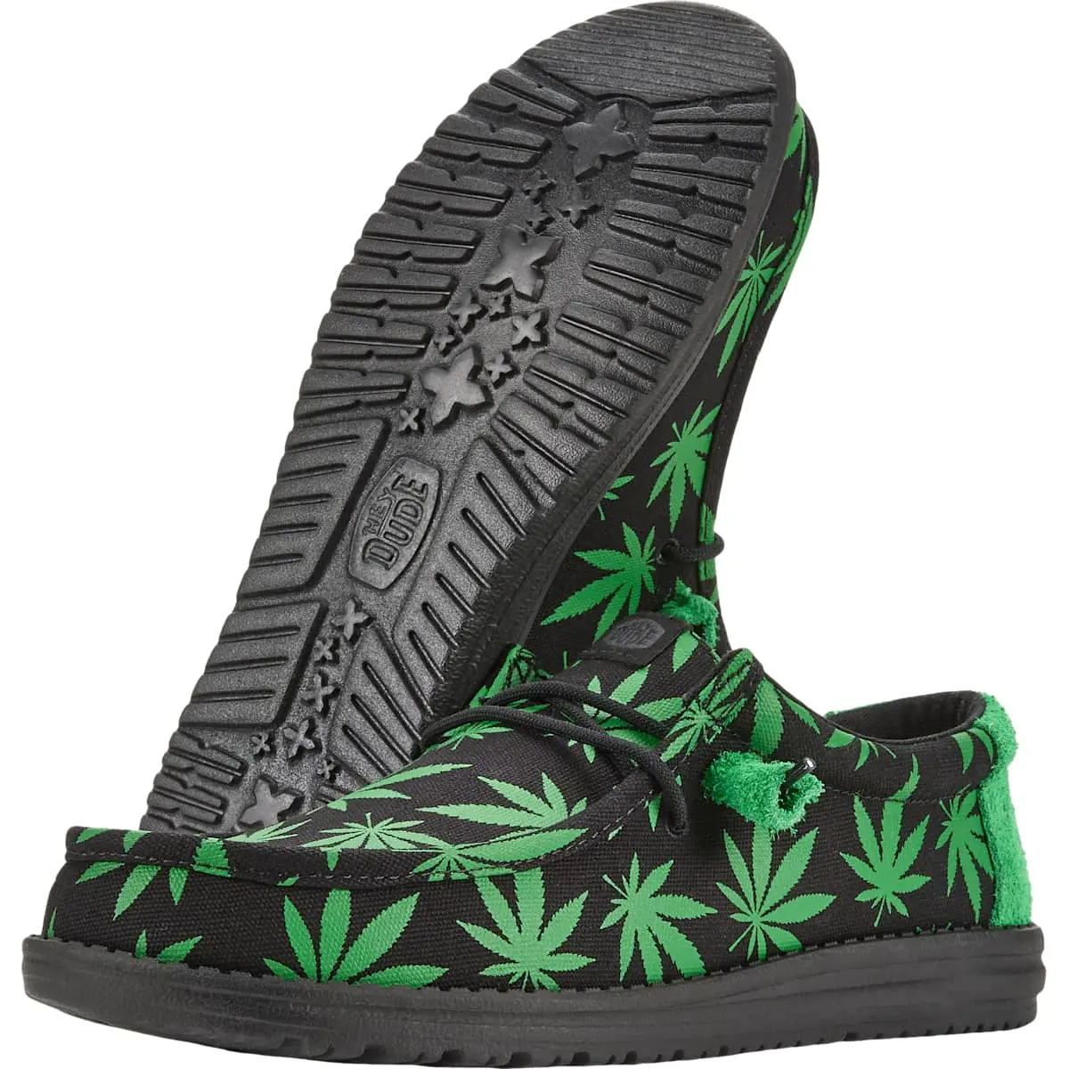 Hey Dude Slip-On Shoes in Black with Bright Green Leaf Print Size 11 Amazon.com | HEYDUDE Wally Buffalo Plaid Hunter Green Size 8  main image 3