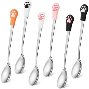 6PCS Stainless Steel Pet Can Spoon Set, Feeder Spoons for Cat Wet Food, Kitten Treats, Multi-Function Cat Treat Dispenser, Cats Food Holder, Pet Feeder, Dogs Cats Supplies for Feeding Can (colorful)