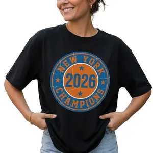 New York 2026 Champions Shirt Women Plus Size Graphic Tee Retro Game Day Top