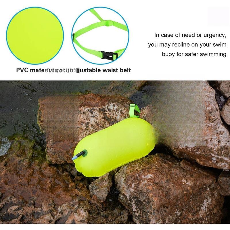 2 Pack Swim Buoy Float for Open Water, Swimming Belt Bubble Safety Float with Adjustable Waist, Snorkeling, Swim Training, Triathletes, Kayaking