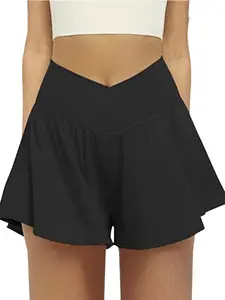 Women's Solid Criss Cross High Waist Shorts, Casual Comfy Breathable Skinny Shorts for Daily Wear, Ladies Bottoms for Summer