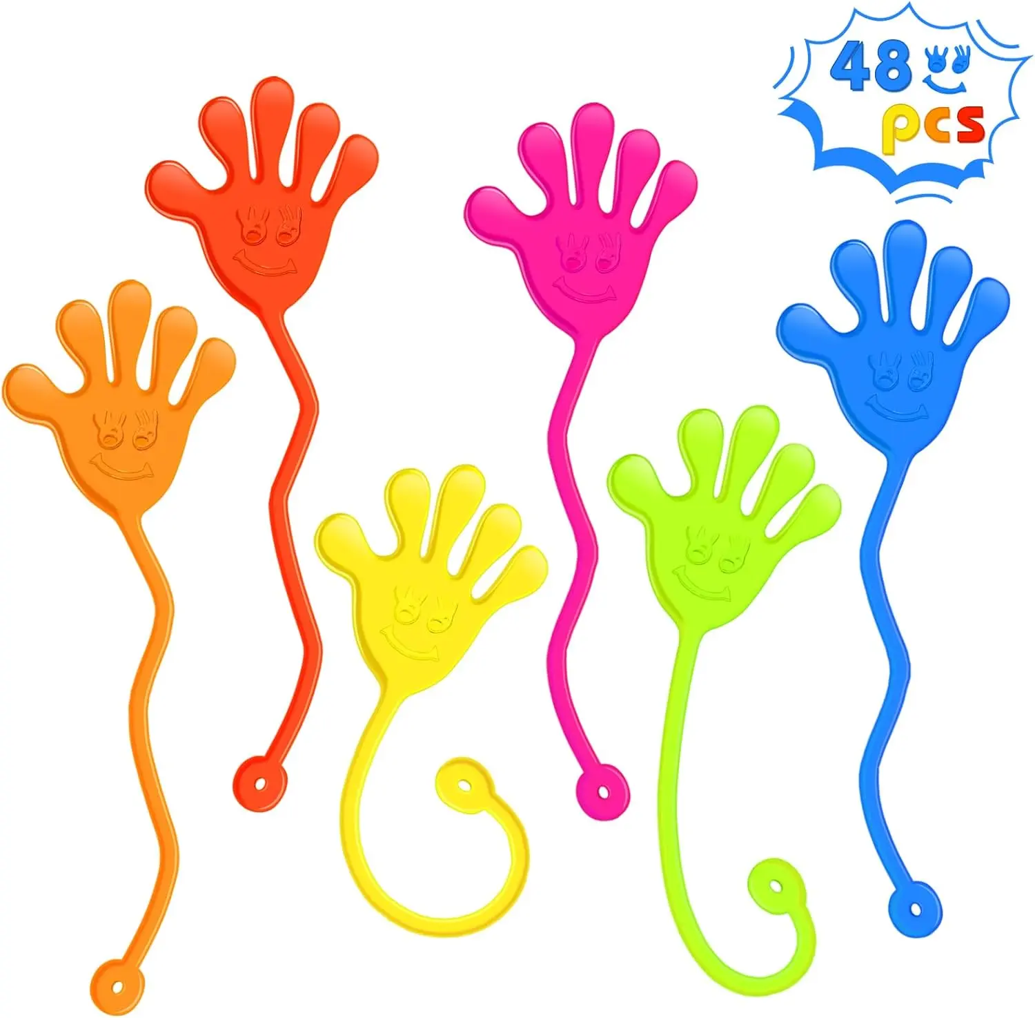 BPA-Free Stretchy Sticky Hands Bulk (48 PCS) - Classic Novelty Toys, Easy to Distribute, Classroom Prizes for 4-10 Years Kids, Children Development Goodie Bag Stuffers, Birthday Party Supplies