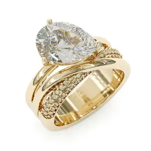 Jzora handmade 4ct pear cut classic sterling silver engagement ring,Women's promise ring