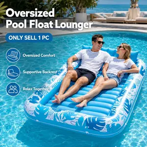 Extra Large 2-Person Inflatable Pool Float ,Leaf Print Design, Heavy Duty Floating Lounge Chair for Adults with Backrest and Cup Holders, Oversized Water Hammock, Double Summer Floatie for Couples and Friends,for Swimming Pool, Beach, Lake and River