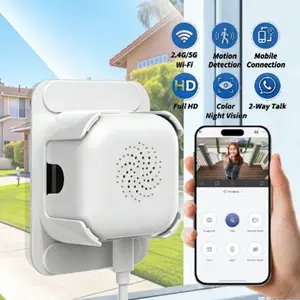 Dual-Band 2.4G/5G WiFi Window Security Camera, No Drill 360° Glass Mount, 24/7 Full Color Night Vision, AI Human Motion Detection, 2-Way Audio, Plug & Play Easy Install Indoor Outdoor Home Surveillance Camera, Wifi Indoor Cameras