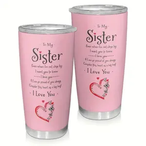 [BNB Gift 2025] "To My Sister" Heartfelt Message Tumbler 20 Oz, Tumbler Gifts For Sister, Great Sister Gift from Sister, Sister Stainless Steel 20oz Tumbler, Insulated Travel Mug, Sister Birthday Gifts