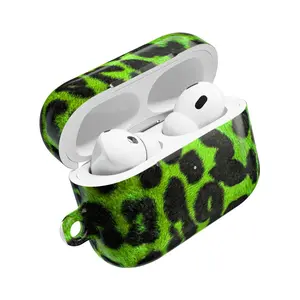 Cute Green Leopard AirPods Case, Y2K Aesthetic, Protective Hard Case, Stocking Stuffer, Clip Included