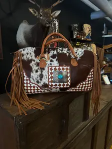 Fringe Camel Checkered Duffle Bag - XL