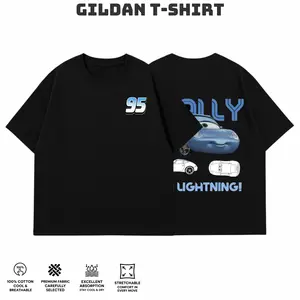 Retro Two Side Cars Gildan T-Shirt , Cars Movie T-Shirt,Mcqueen and Mater Retro Vintage Unisex Oversized Anime Graphic Tee – Trendy Y2K Acid Gildan, Manga Game Movie Lover Gift For Fans Merch