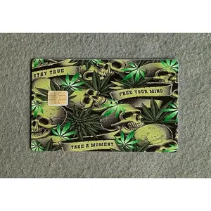 Green Skull 420 #23 Card Protector Sticker, Overlay, Decorative Only