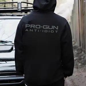 Pro Gun Anti Idiot Hoodie – Bold Statement Second Amendment Graphic Sweatshirt – Tactical Attitude Pullover for Men Print Tee