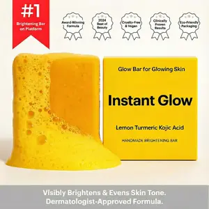 Lemon Turmeric & Kojic Acid Brightening Soap, Turmeric Soap Bar, Organic Tumeric Soap for Face and Body, Lemon bar with Vitamin C, E, Turmeric Face Wash for Smoothing, Moisturizing skin, Dark Spot Remover