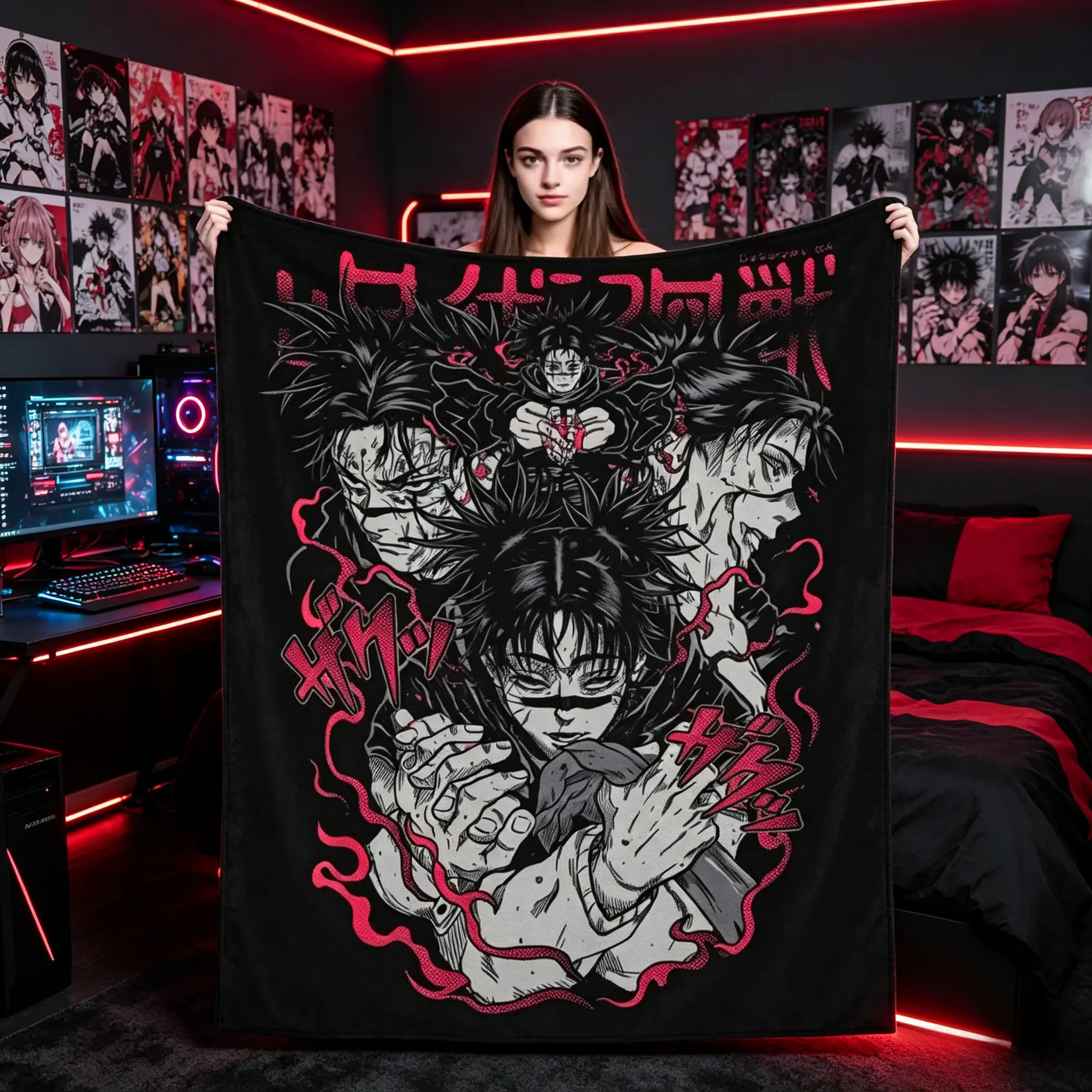 Jujutsu Kaisen Choso Blood Manipulator Custom Image Blanket - Ultra-Soft, Lightweight, Breathable Textile Throw - Summerwins Home Decor Accessory for Bedroom, Sofa