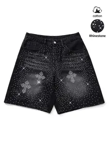 Rhinestone-Embellished Denim Shorts, Low-Rise Frayed Denim Shorts, Loose-Fit Jeans, Distressed Slim-Fit Straight-Leg Jeans