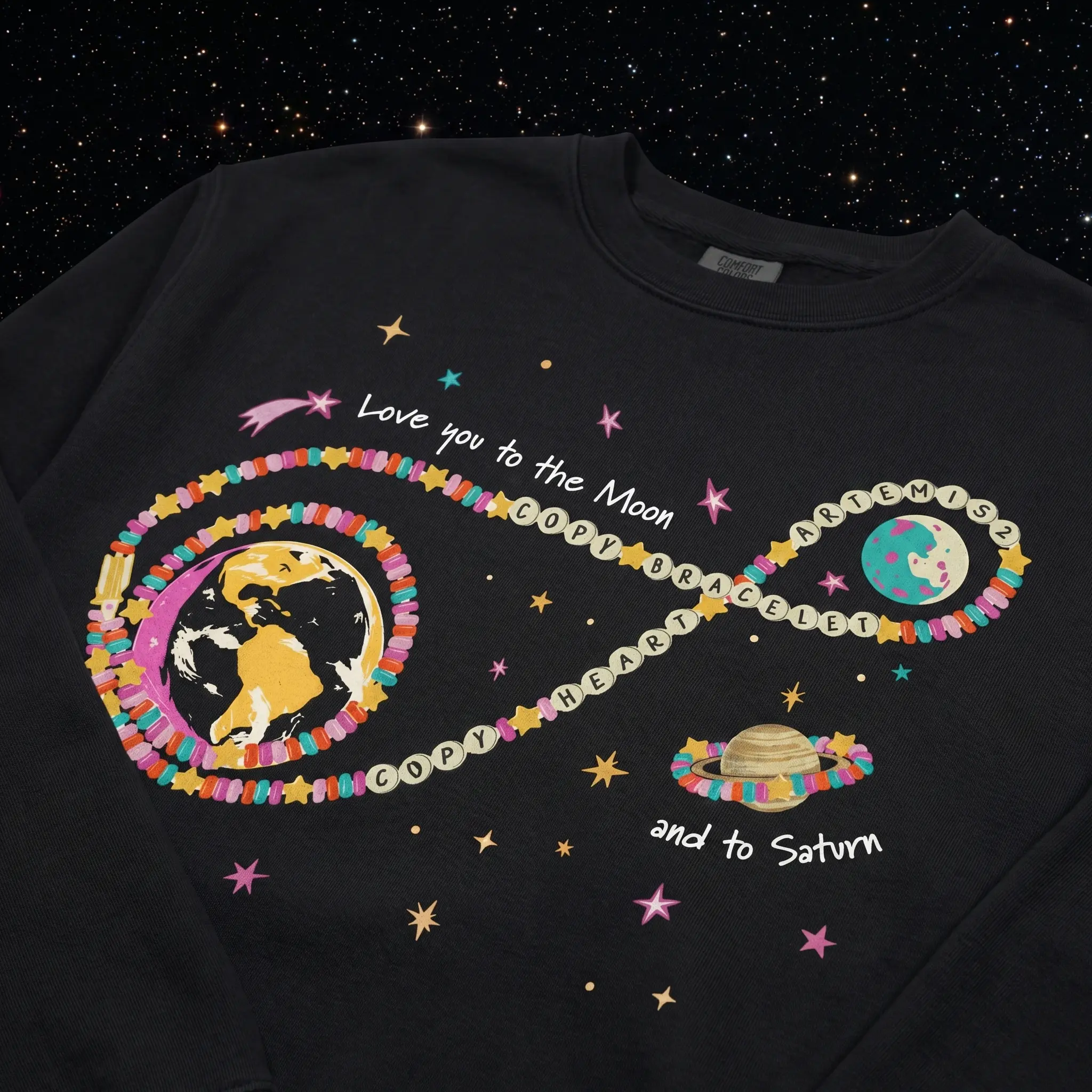 [Comfort Colors] Love you to the moon and to Saturn Artemis Comfort Colors T-Shirt, Sweatshirt, Hoodie Cozy Cotton-Poly Blend All Seasons Classic Fit & Crew Neckline