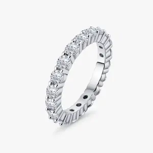 EIoways Sterling Silver Eternity Ring Moissanite Wedding Band 2.23ct D Color VVS S925 Sterling Silver Moissanite Jewelry 3mm Full Eternity Band Perfect Anniversary Wedding Gift for Women