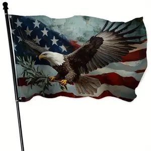 2x3ft / 3x5ft American Flag with Bald Eagle Banner - Vintage Patriotic Decor for Outdoor Yard & Home