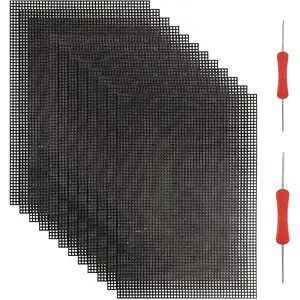 12PCS 20x13 Inch Black Plastic Mesh Canvas Sheets for Crafts, Embroidery Tools for Embroidery Crafting Knit
