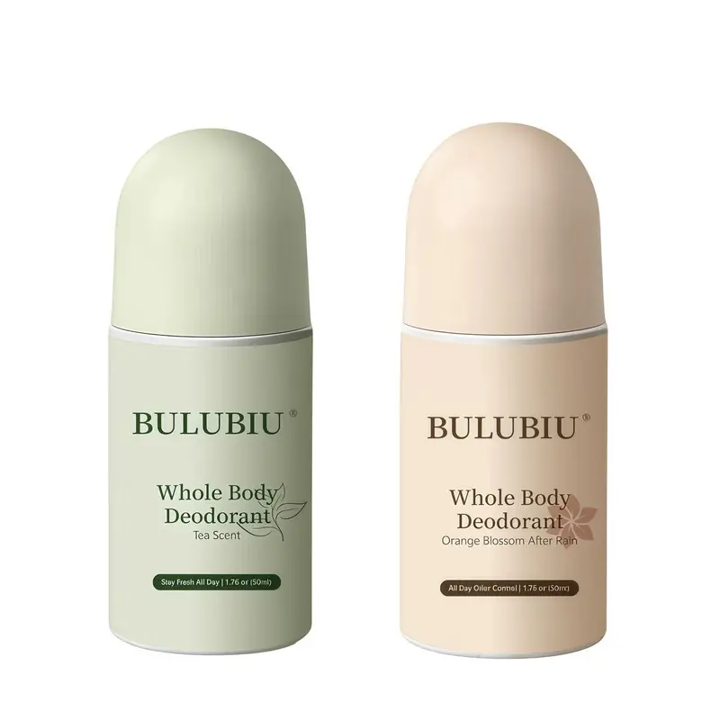 BULUBIU Unisex Non Toxic Antiperspirant Deodorant Roll-On - 50ml Quick-Drying, Long-Lasting Sweat & Odor Control, 2 Gentle Scents (Tea, Orange Blossom) for Adults' Underarm Care, Ideal for Dating