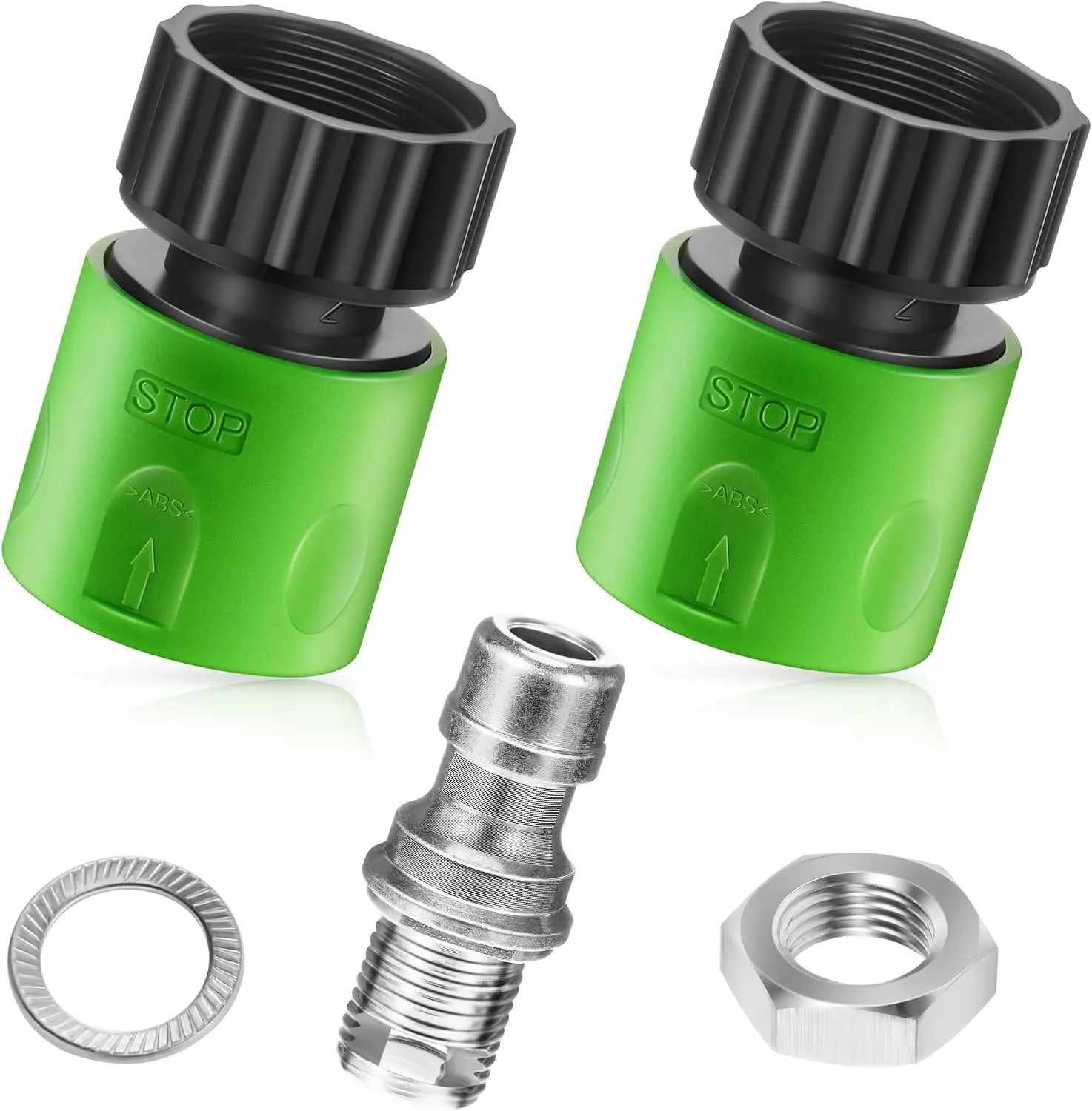 Lawn Mower Deck Wash Kit with Stainless Steel Connectors+Blades, Quick Install Threaded Nut Deck Wash Adapter Attachment, Universal Fit Riding Mower Cleaning Accessory for Cub Cadet, MTD, Troy-Bilt, Craftsman Tractors