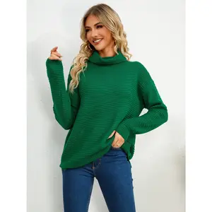 Slit Turtleneck Dropped Shoulder Sweater
