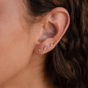 Tiny Diamond Flatback Studs Set by Caitlyn Minimalist