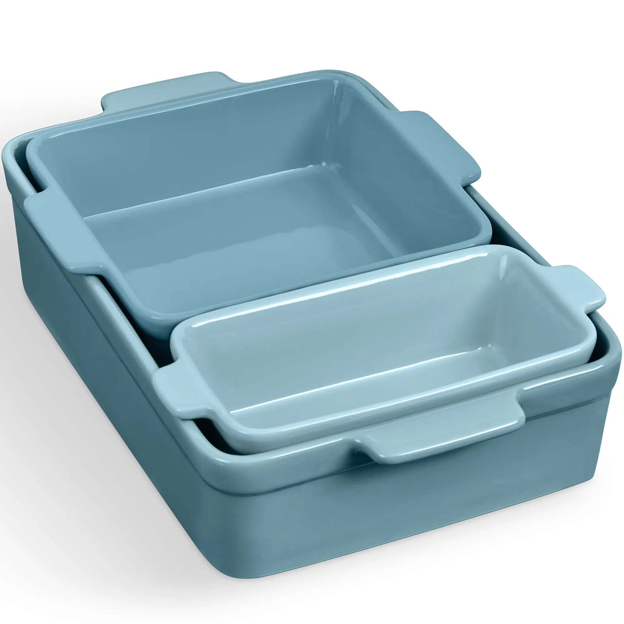 Best Choice Products Ceramic Bakeware Set of 3 Casserole, Loaf, and Square Dishes w/ Handles Best Choice Products Ceramic Bakeware Set of 3 Casserole, Loaf, and Square Dishes w/ Handles