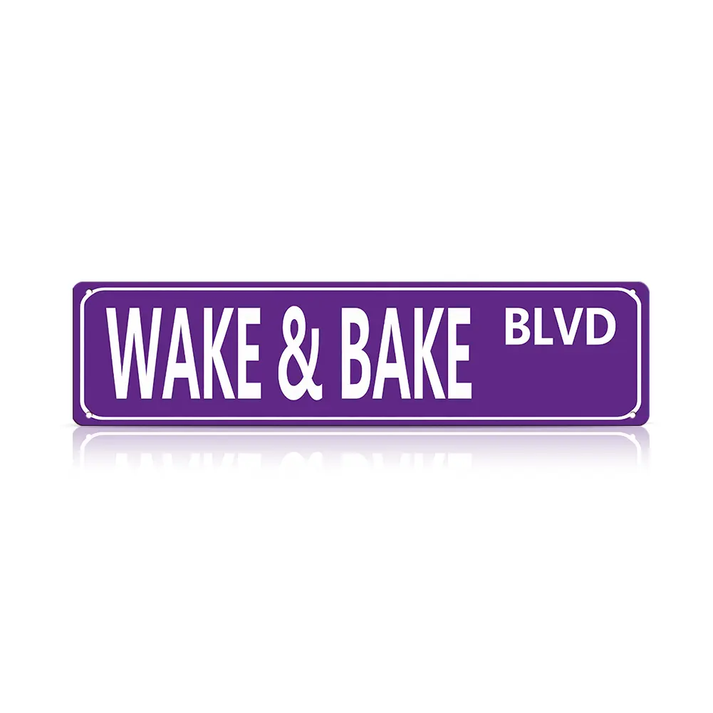 Wake & Bake Blvd Metal Tin Sign (16 x 4 Inch) – Funny Vintage Weed Marijuana Wall Art Decor, Slim Street Sign for Home Bar Cafe Garage Indoor/Outdoor, Humorous Gift for Mother’s Day, Father’s Day, Graduation & 4th of July | summervibes