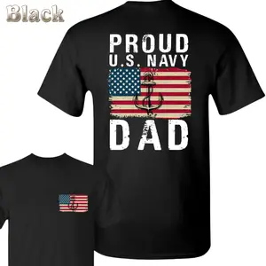 Proud U.S. Navy Dad T-Shirt - American Flag Anchor Proud U.S. Navy Dad Back Print Graphic , Patriotic Family Lifestyle , Memorial Day Veteran Tribute Outfit , Graphic Tee Shirt , Gift For Navy Dad Military Family