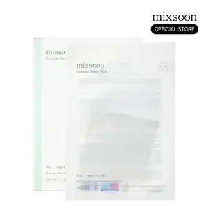 [mixsoon Official Shop] Centella Sheet Face Mask Pack (5EA) - Korean Daily Intensive Moisturizing Care Mask with Centella Asiatica Extract for Skin Moisture and Soothing Treatment Mask