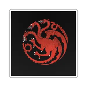 House Targaryen Sticker, Game of Thrones Decal, Fantasy Red Dragon Emblem, Laptop Skin, Custom Vinyl Decal, Car Bumper Sticker, Phone Case