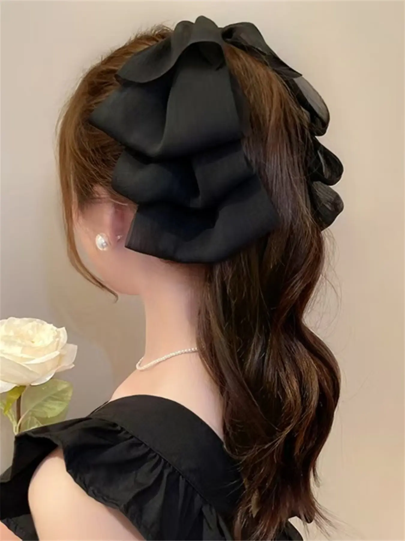Elegant Sweet Chiffon Bow Design Hair Bows Banana Clip Hair Clips, Cute Decorative Hair Clips, Back Bun Ponytail Holder, Suitable for Daily Party Styling Fashion Accessories