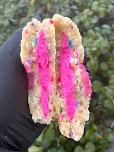Party Animal Stuffed Sugar Cookie - Thick Soft Vanilla Sugar Cookie with Rainbow Sprinkles & Creamy Pink Filling - Perfect for Birthdays Treat Boxes Gifts Celebrations sweet snack candy trending