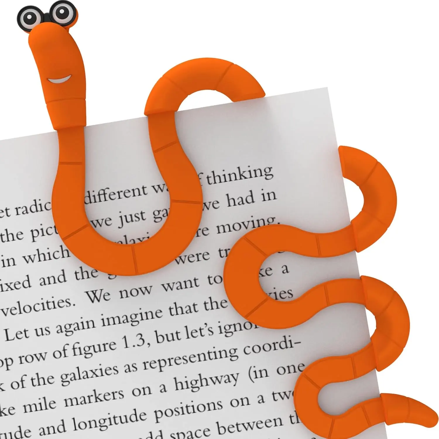 Clip Bookmarks for  Students Women and Men - Wally The Bookworm Cool Cute Bookmark and Page Holder   Idea - Funny Book Marker and Reading Accessory for Book Lovers (Orange)