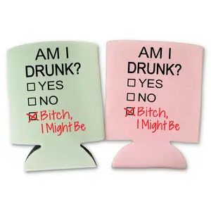 Funny Beer Can Cooler - Am I Drunk Bitch I Might Be - Funny Can Coolies Drink Accessory Gift Ideas - Can Cooler Drink Accessory Gift Drinkware
