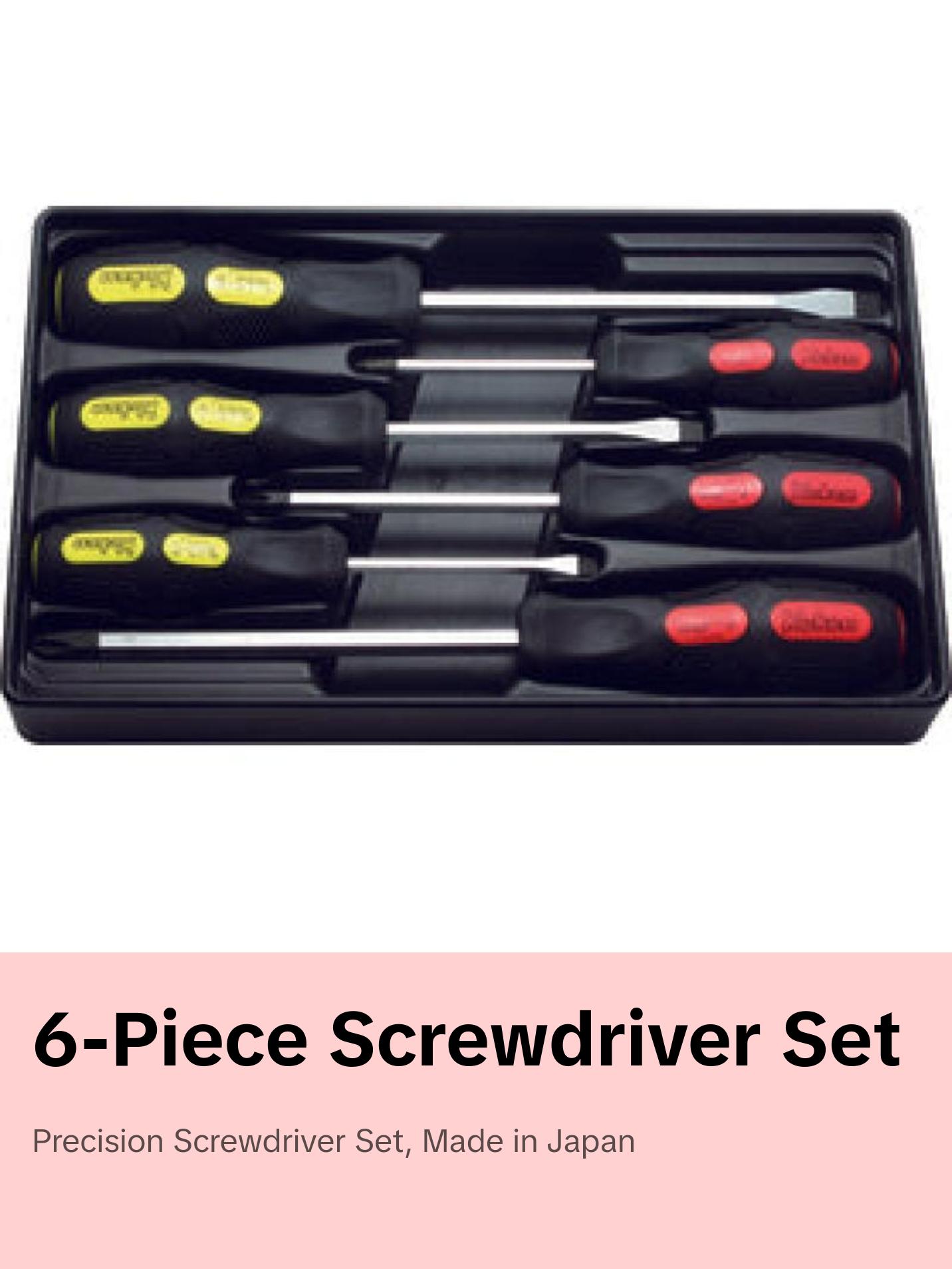 Koken PK166PS/6 Screwdriver Set PH1-2-3/SL5-6-8 ABS Tray Blade Through type 6 pieces