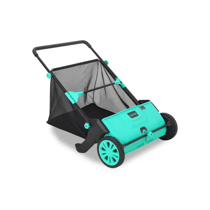 [FLASH SALE] Garvee Manual Push Lawn Sweeper Grass & Leaf Collector - 26in Wide, Large-Capacity Collection Bin, Heavy-Duty Rubber Wheels, Reinforced Thick Steel Frame