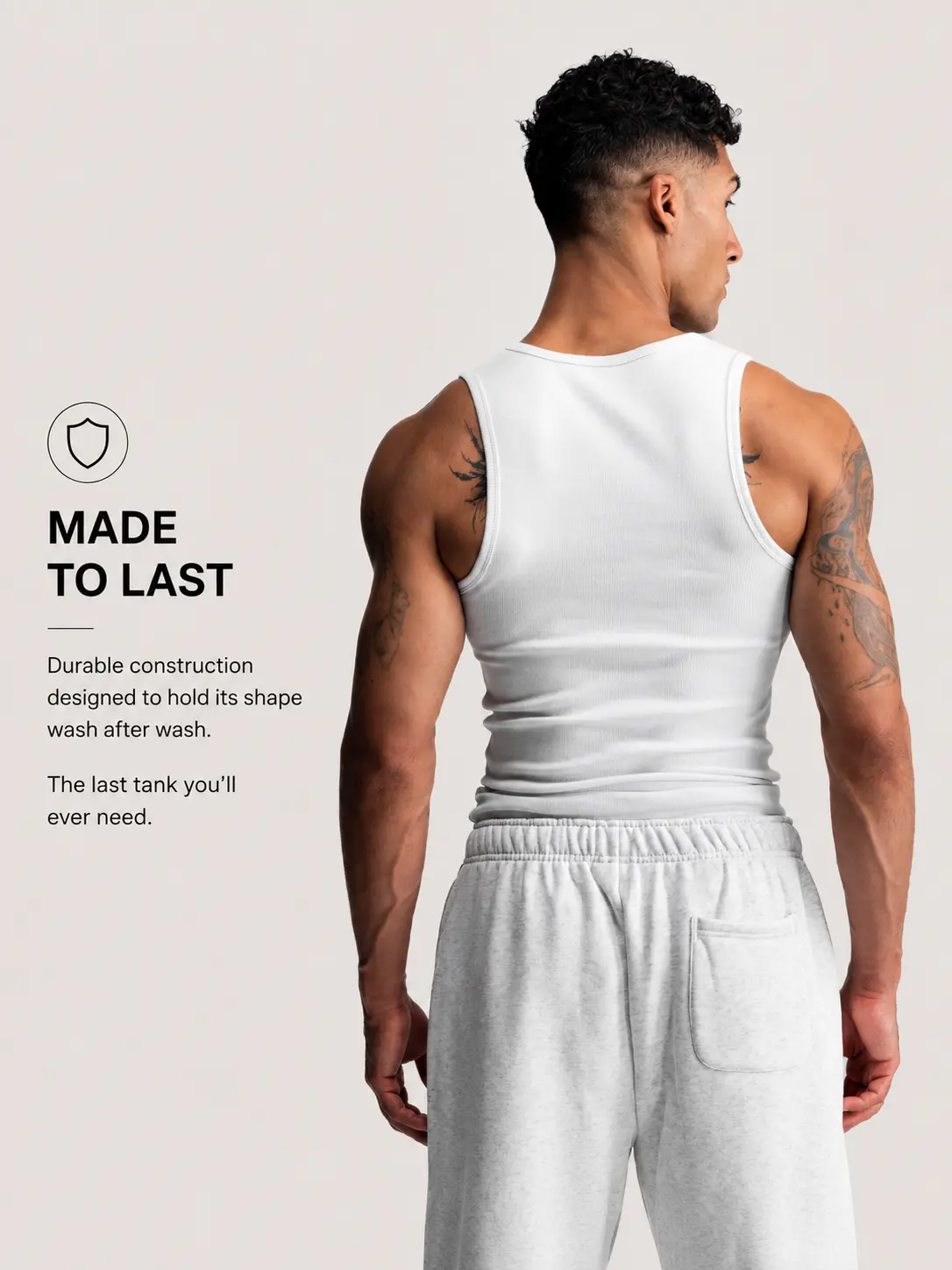 Durable fitted men's cotton tank top