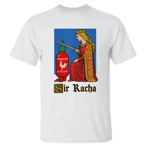 Sir Racha Funny Medieval Sriracha T-Shirt, Hot Sauce Meme Tee, Spicy Humor Graphic Shirt, Retro Style Foodie Gift Unisex For Men & Women