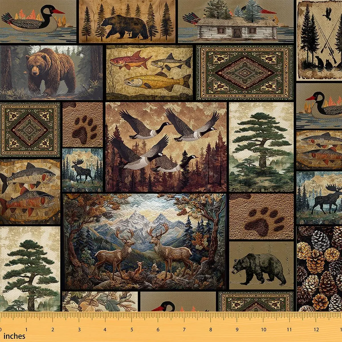 Bear Fabric Antlers Home DIY Project Buffalo Check Upholstery Fabric Chairs Bedroom Decor Soft Microfiber