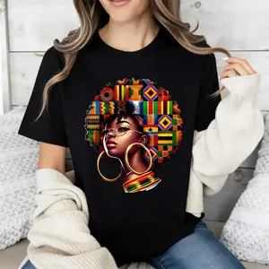Stylish White African Print T Shirt for Women Featuring Kente Pattern and Glasses Perfect for Casual Daily Outfits and Cultural Events